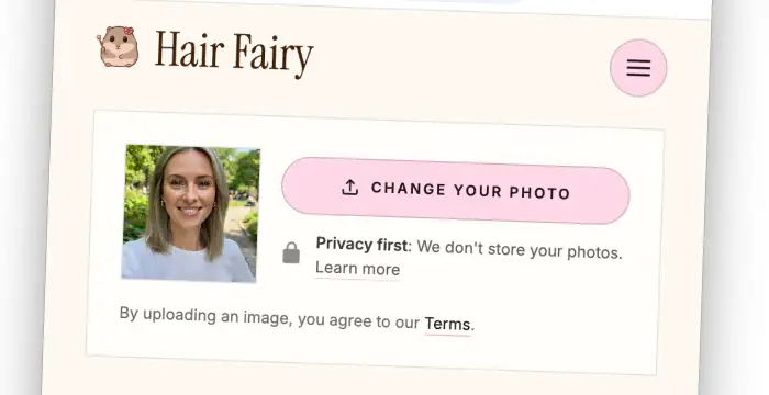 Uploading a portrait photo to Hair Fairy
